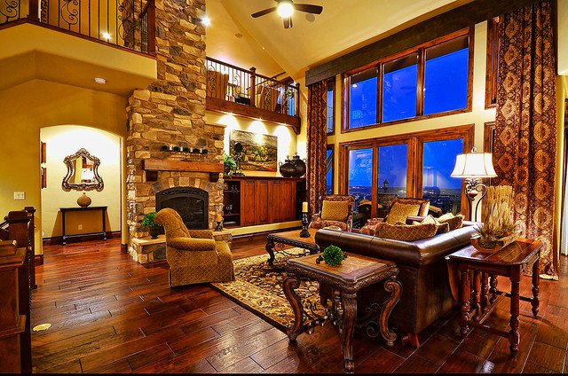 Refined custom home living room